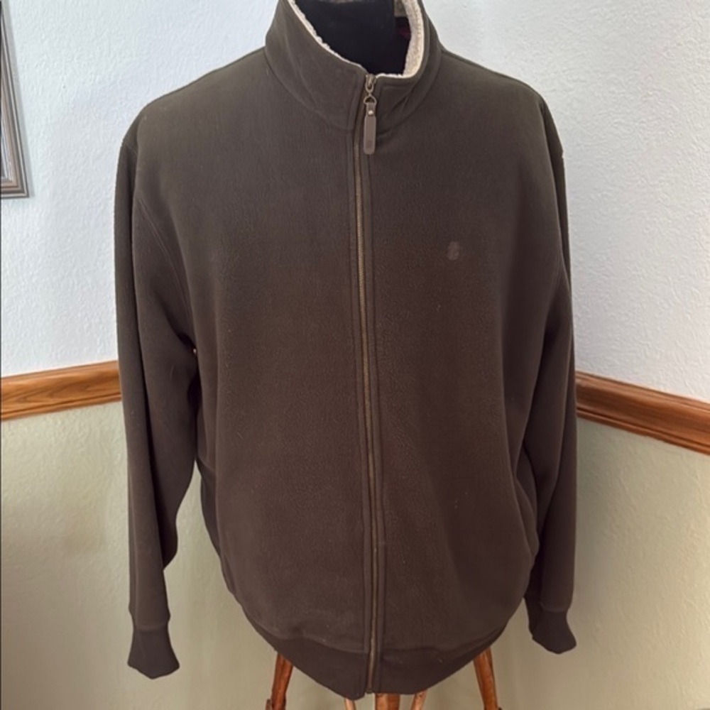 Mens Vintage Izod Luxury Sport Green Full Zip Fleece Jacket XL